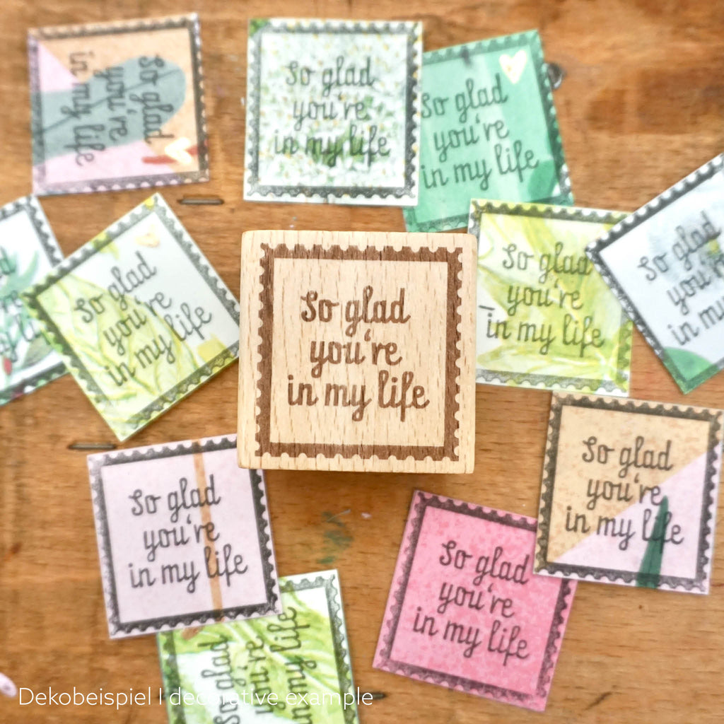 Holzstempel mit Briefmarkenmotiv - Verschiedene Designs: Anwendungsbeispiele