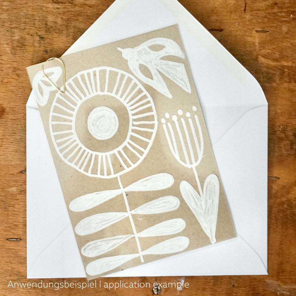 DIY Osterkarten im Skandi-Design, Motiv: Blume mit Vogel