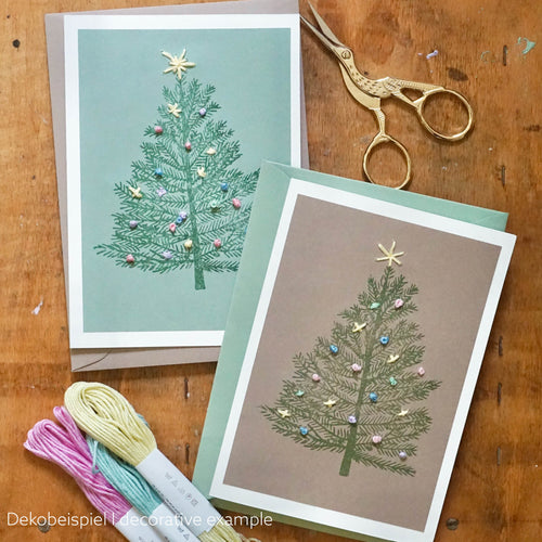 Handgestickte Weihnachtskarten mit XL Stempelmotiv - Bastelset - Beispiel