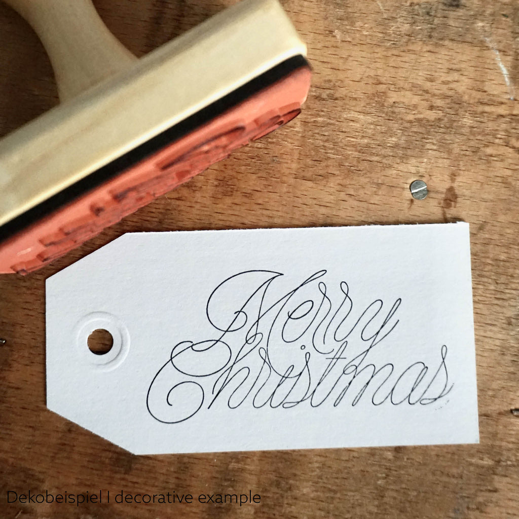 Holzstempel "Merry Christmas" mit Stempelabdruck