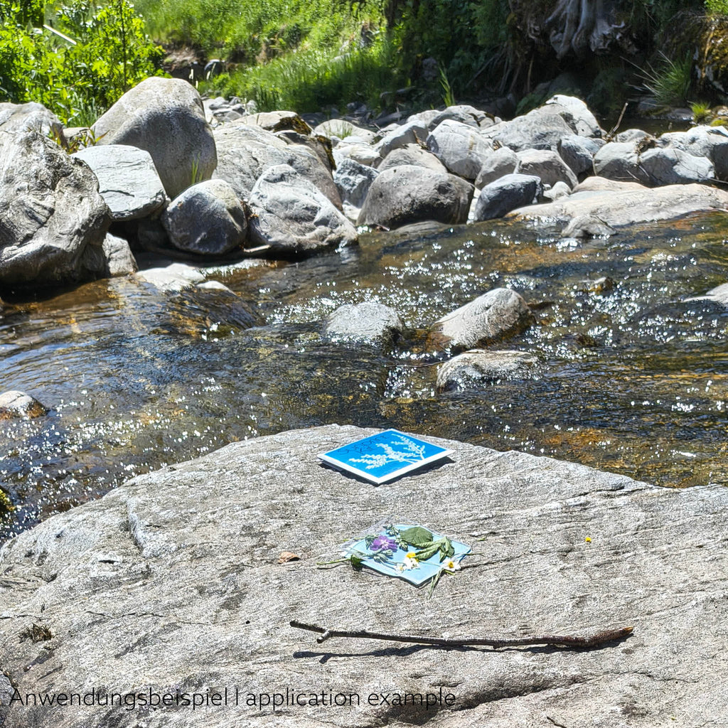 Urlaubsfoto: Sonnendrucke auf Flesen im Fluss anfertigen