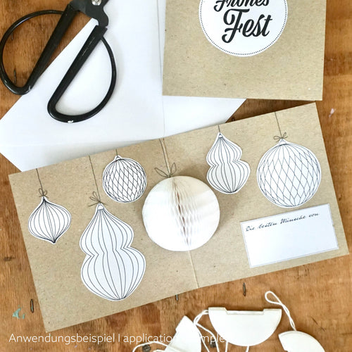 DIY Pop-Up Weihnachtskarte mit Wabenball - Beispiel