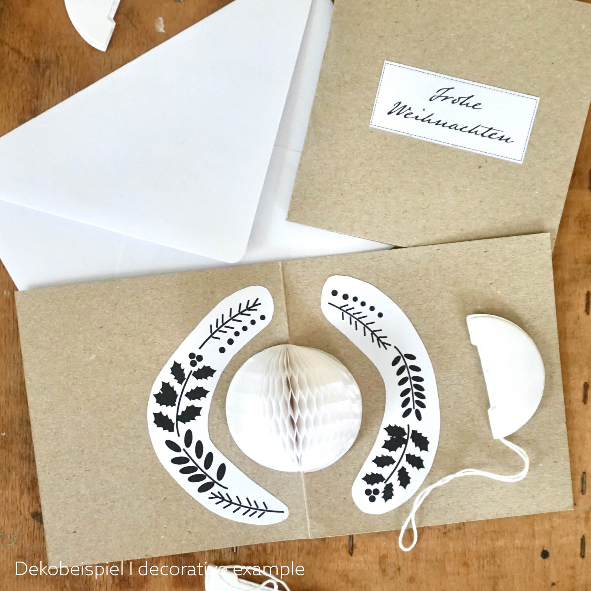 DIY Pop-Up Weihnachtskarte mit Wabenball - Beispiel