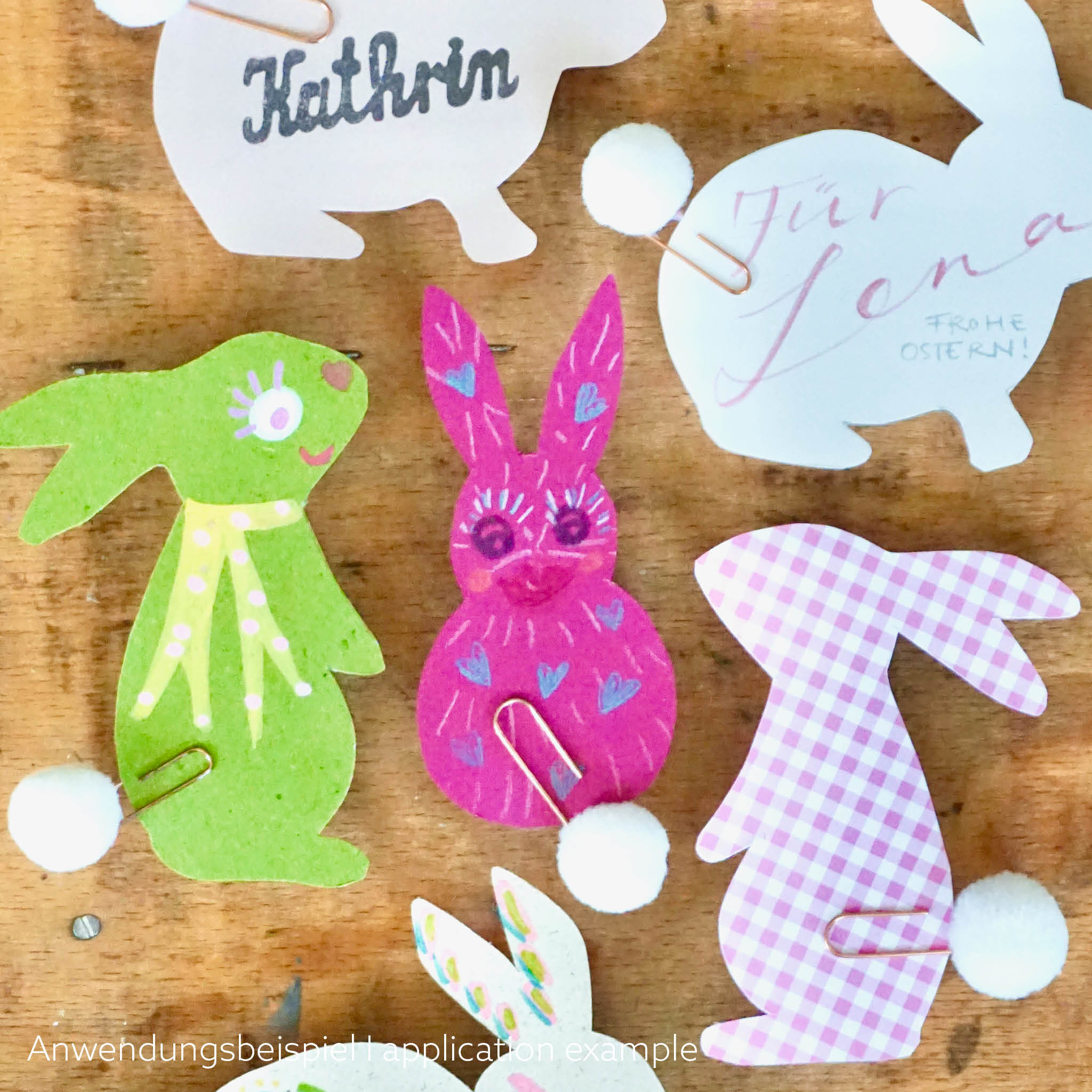 Papier-Hasen mit Ponpom-Schwänzchen - Beispiel für Kinder